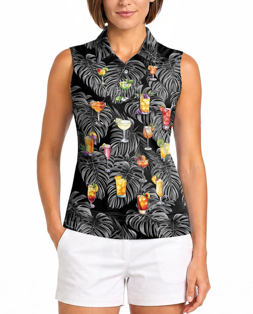 Proud Bartender Cocktails Tropical Sleeveless Polo Shirt for Women | Netecom