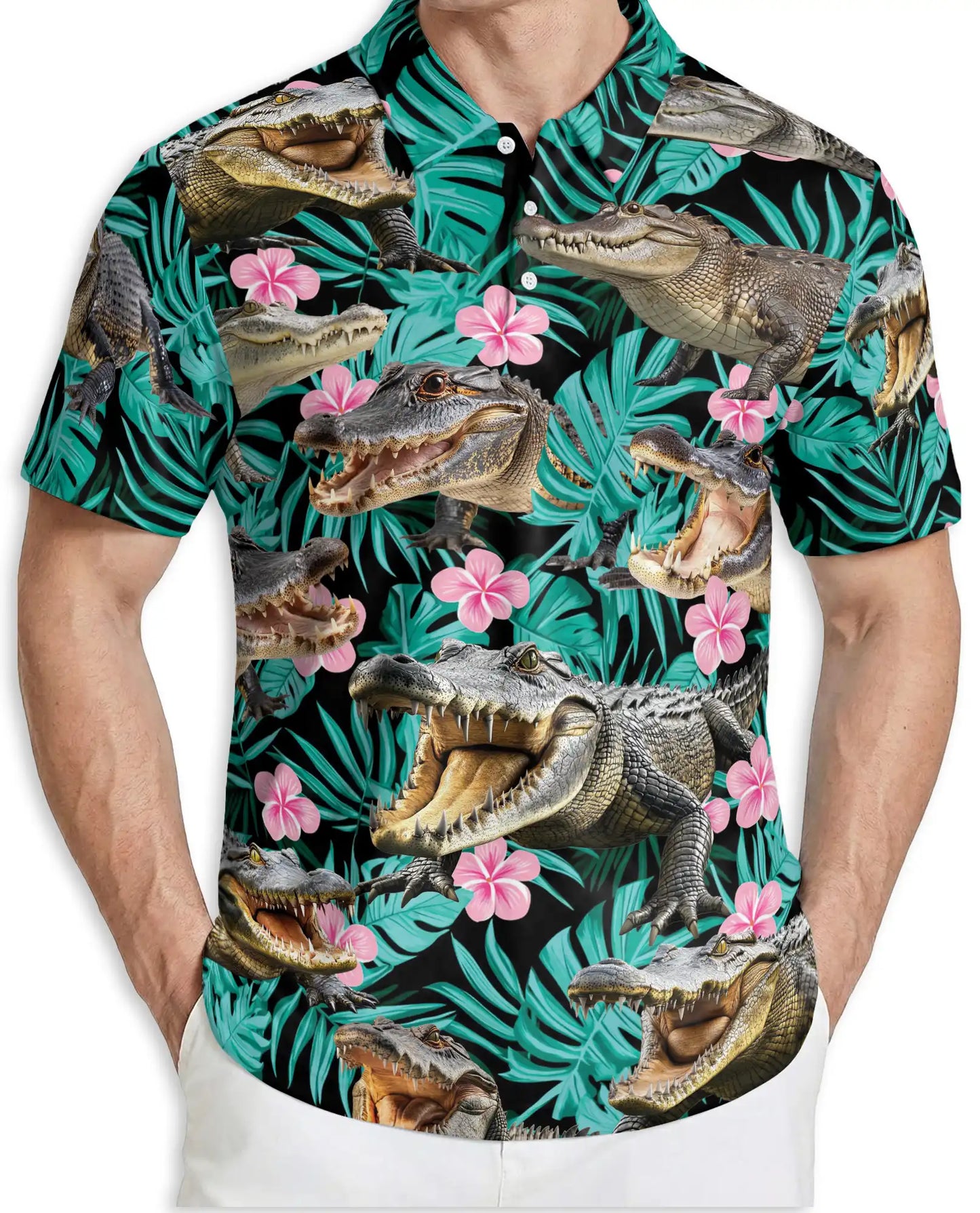 Alligator Tropical Hawaiian Polo Shirt for Men | Netecom