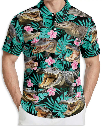 Alligator Tropical Hawaiian Polo Shirt for Men | Netecom
