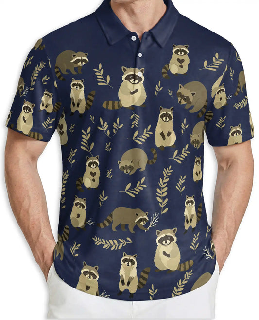 Raccoon Polo Shirt – Woodland Animal Print | Netecom