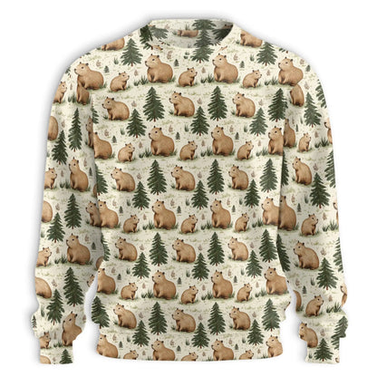 Cute Capybara Forest Pattern Sweatshirt, 3D All Over Print Woodland Animal Crewneck Pullover for Men Women, Capybara Lover Gift - Netecom