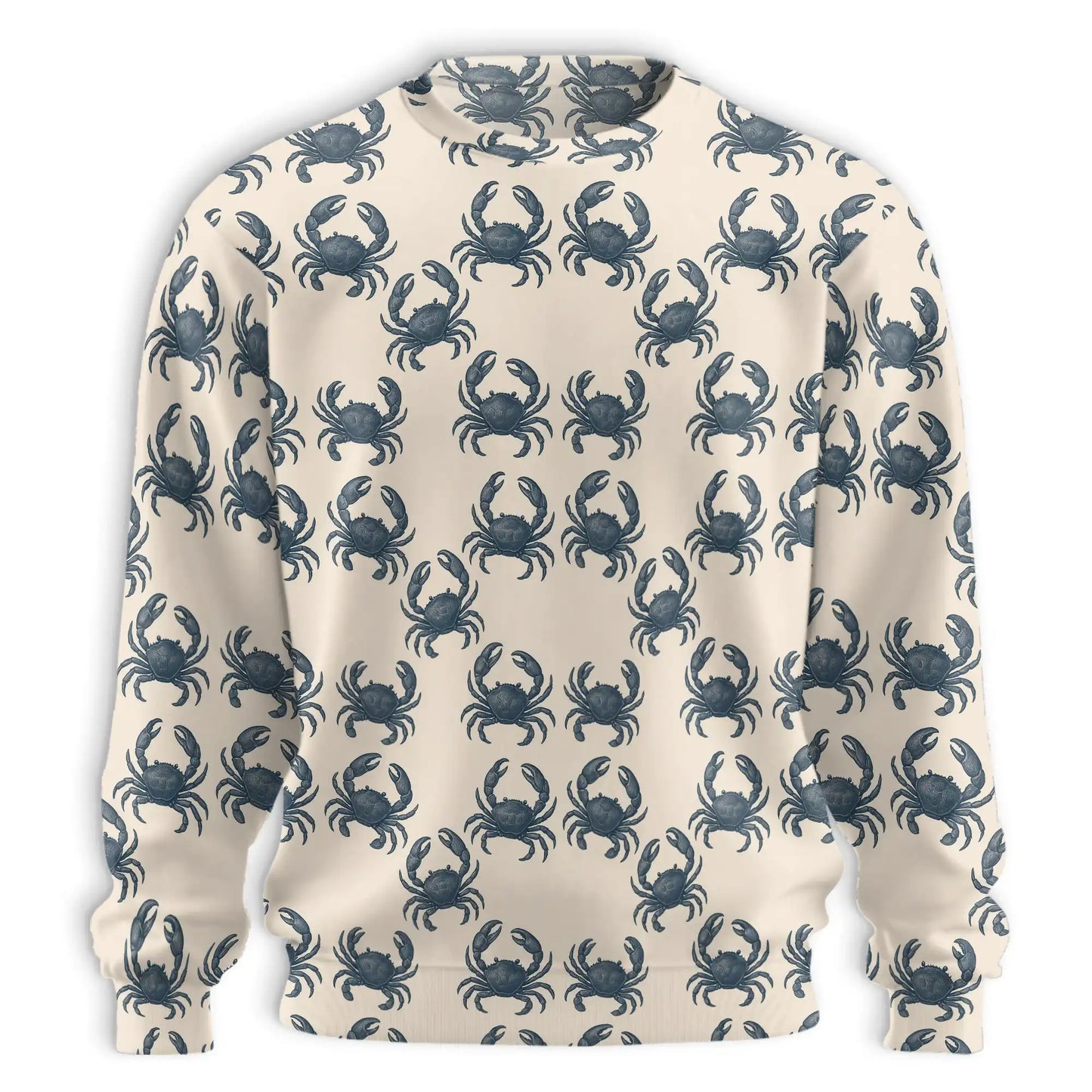 Crab Pattern Sweatshirt, 3D All Over Print Coastal Ocean Crewneck Pullover for Men Women, Crab Lover Gift - Netecom