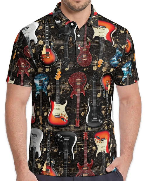 Electric Guitar Polo Shirt - Rock Musician Guitar Player Design | Netecom