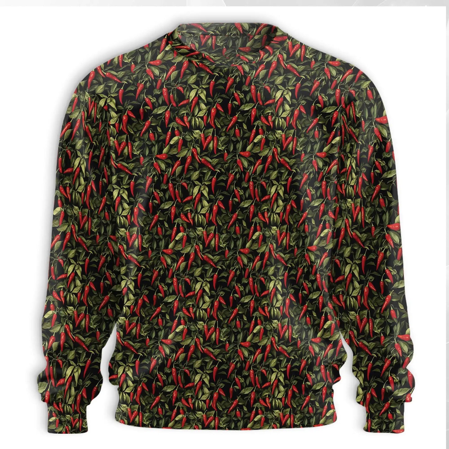 Chili Pepper Pattern Sweatshirt, 3D All Over Print Spicy Food Crewneck Pullover for Men Women, Hot Sauce Lover Gift - Netecom