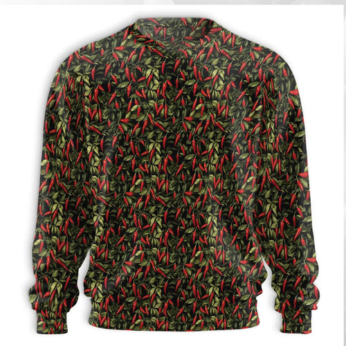 Chili Pepper Pattern Sweatshirt, 3D All Over Print Spicy Food Crewneck Pullover for Men Women, Hot Sauce Lover Gift - Netecom
