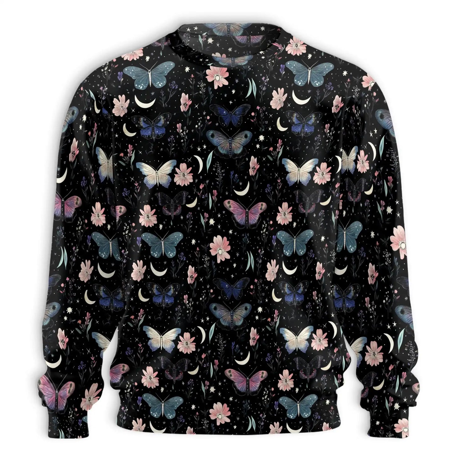 Butterfly Floral Sweatshirt, 3D All Over Print Colorful Flower Crewneck Pullover for Men Women, Butterfly Lover Gift - Netecom