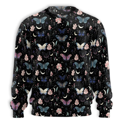Butterfly Floral Sweatshirt, 3D All Over Print Colorful Flower Crewneck Pullover for Men Women, Butterfly Lover Gift - Netecom