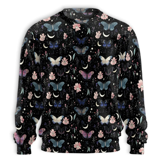 Butterfly Floral Sweatshirt, 3D All Over Print Colorful Flower Crewneck Pullover for Men Women, Butterfly Lover Gift - Netecom