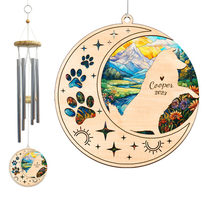 Netecom AmStaff Dog Wind Chimes Memorial, Personalized Pet Memorial Windchime for Dog Suncatcher, Dog Loss Memorial Ornament, Loss of Pet Remembrance Gift, Sympathy Pet Wind Chimes Outdoor Garden