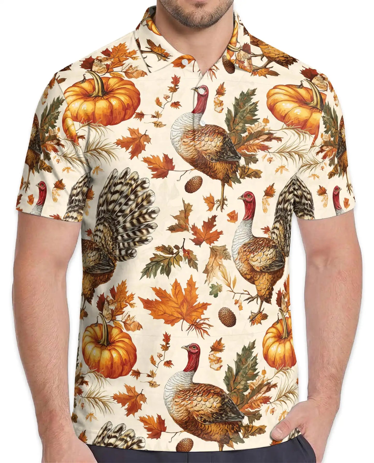 Thanksgiving Turkey Polo Shirt – Fall Pumpkin Harvest Print | Netecom  URL
