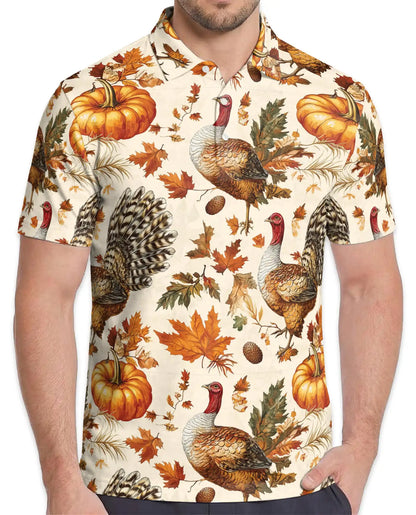 Thanksgiving Turkey Polo Shirt – Fall Pumpkin Harvest Print | Netecom  URL