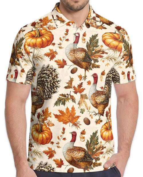 Thanksgiving Turkey Polo Shirt – Fall Pumpkin Harvest Print | Netecom  URL