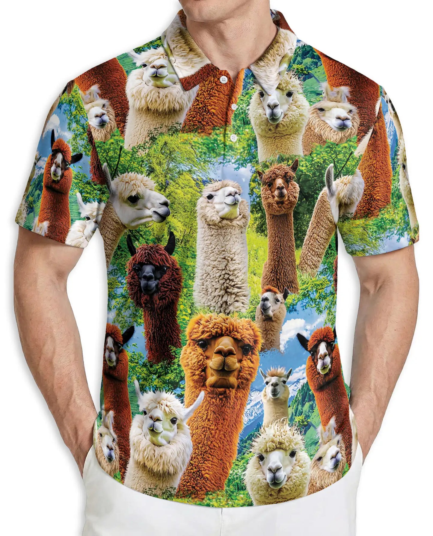 Alpaca Llama 3D Polo Shirt for Men | Netecom