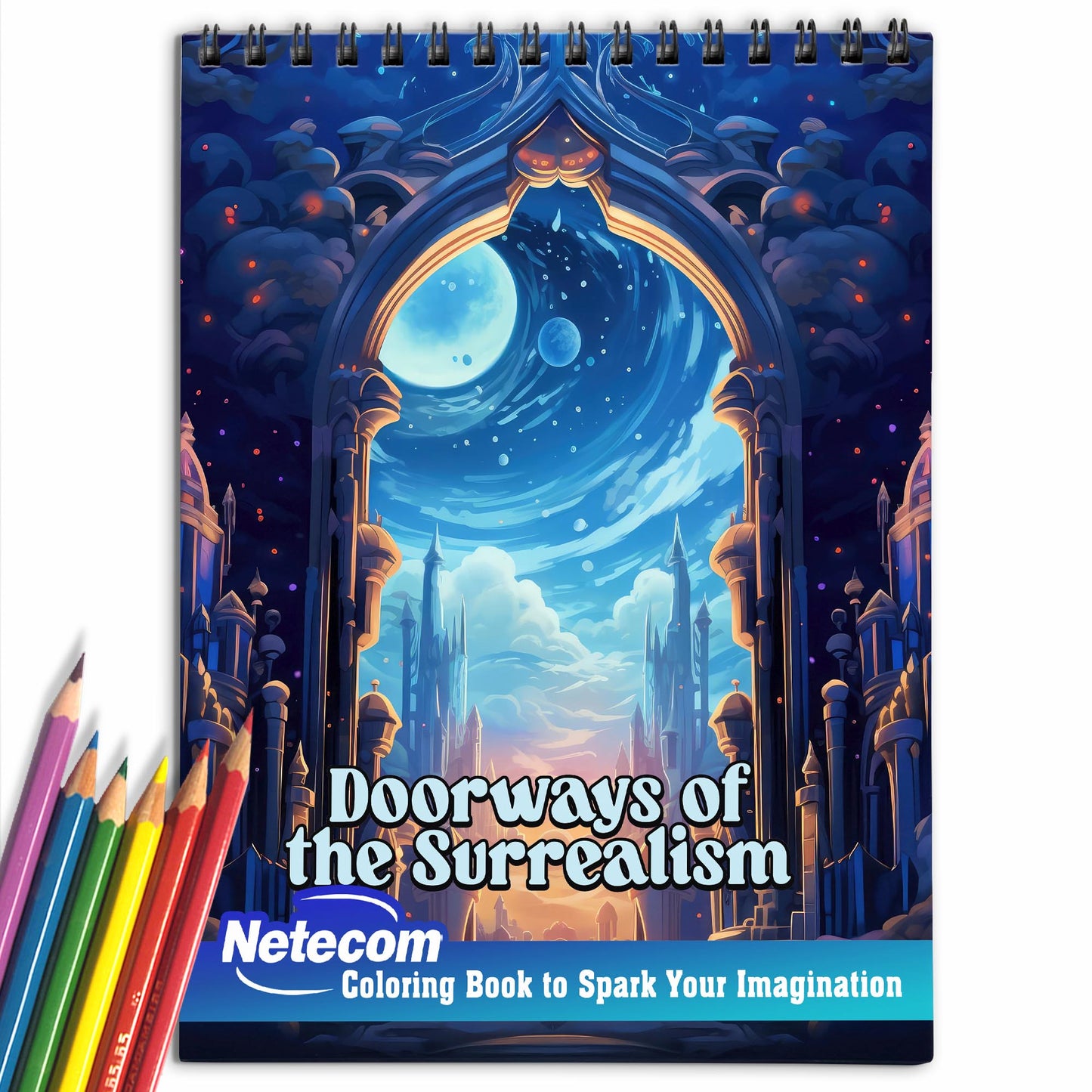 Doorways of the Surrealism Spiral Bound Coloring Book, Embark on a Journey with 30 Captivating Coloring Pages of Doorways of Surrealism, Where Artistry Flourishes.