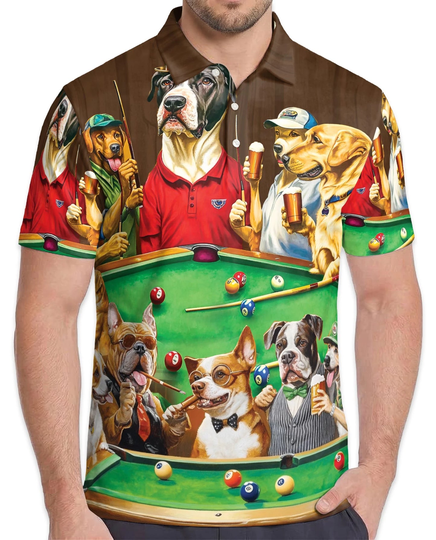 Billiard Vintage Dogs Polo Shirt for Men – Funny Pool Player Style | Netecom
