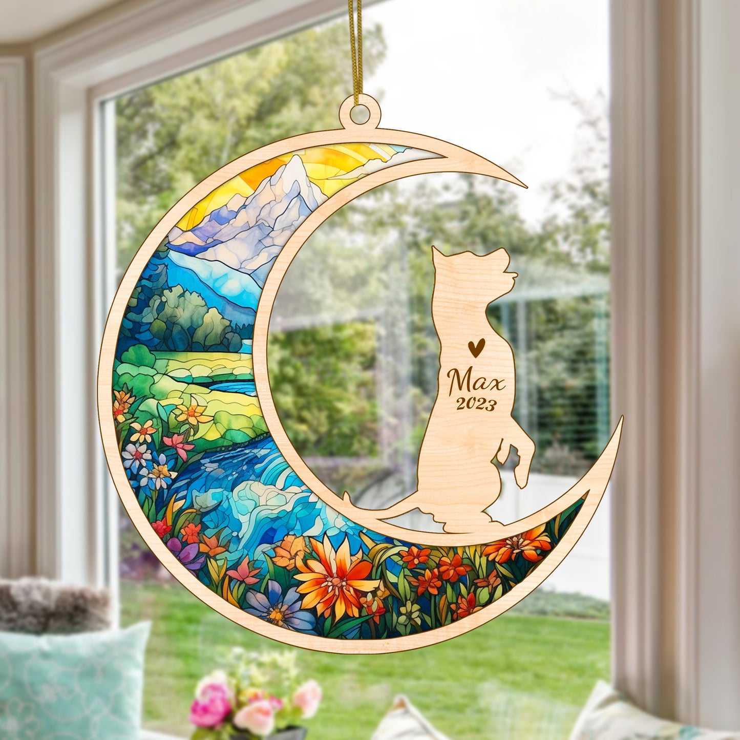 Netecom American Staffordshire Terrier Dog Memorial Suncatcher Personalized Dog Christmas Ornament, Bereavement Gifts for Loss of Pet, Dog Grief Gift, Dog Death Sympathy Gift Pet Loss Sun Catchers