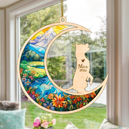 Netecom American Staffordshire Terrier Dog Memorial Suncatcher Personalized Dog Christmas Ornament, Bereavement Gifts for Loss of Pet, Dog Grief Gift, Dog Death Sympathy Gift Pet Loss Sun Catchers