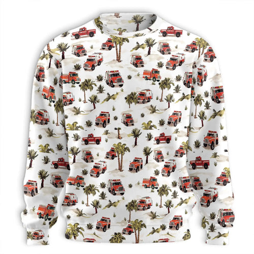 Fire Truck Ambulance Sweatshirt, 3D All Over Print Emergency Rescue Crewneck Pullover for Men Women, First Responder Gift - Netecom