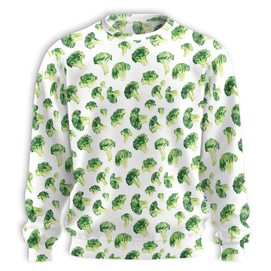 Broccoli Pattern Sweatshirt, 3D All Over Print Vegetable Crewneck Pullover for Men Women, Broccoli Lover Gift - Netecom