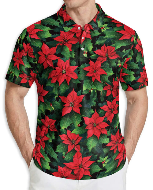Christmas Poinsettia Polo Shirt | Netecom