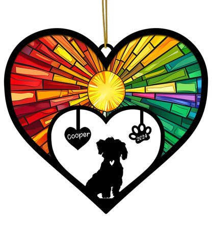 Netecom Maltese Dog Memorial Suncatcher, Personalized Maltese Memorial Ornament with Name Date, Bereavement Gift Loss of Dog, Pet Loss Sympathy Gift, Dog Passing Away Gift