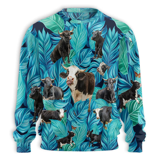 Black Hereford Cattle Sweatshirt, 3D All Over Print Farm Cow Crewneck Pullover for Men Women, Cattle Rancher Gift - Netecom