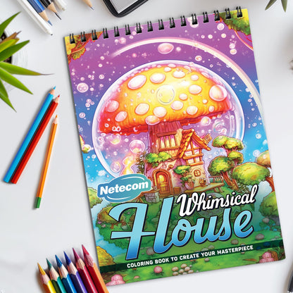 Whimsical House Spiral Bound Coloring Book, Imaginative Whimsical Houses for Creative Fun, Great for Fans of Unique Architecture and Playful Art