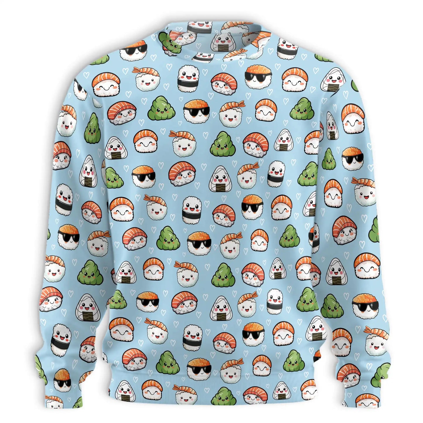 Sushi Pattern Sweatshirt, 3D All Over Print Japanese Food Crewneck Pullover for Men Women, Sushi Lover Gift - Netecom