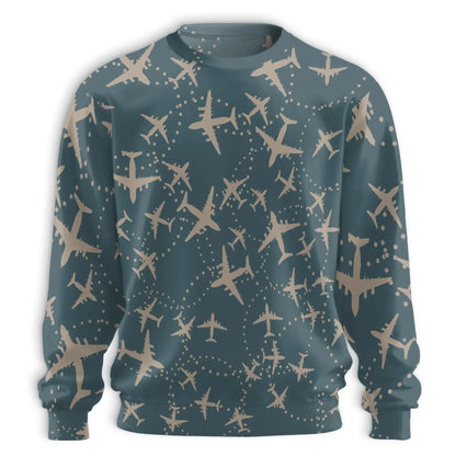 Airplane Sweatshirt, 3D All Over Print Aviation Crewneck Pullover for Men Women, Pilot and Travel Lover Gift - Netecom
