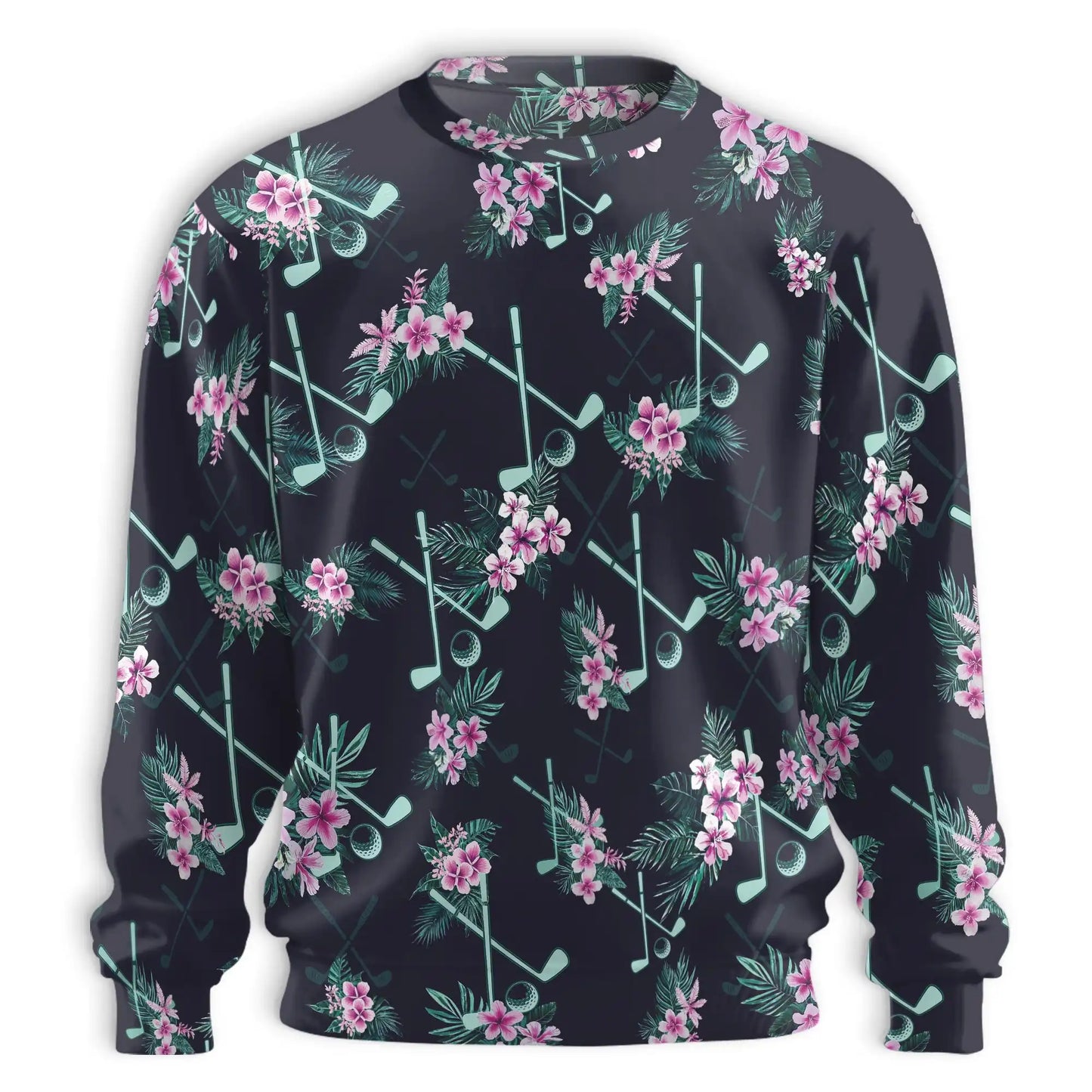 Golf Tropical Sweatshirt, 3D All Over Print Palm Tree Golf Crewneck Pullover for Men Women, Golfer Gift - Netecom