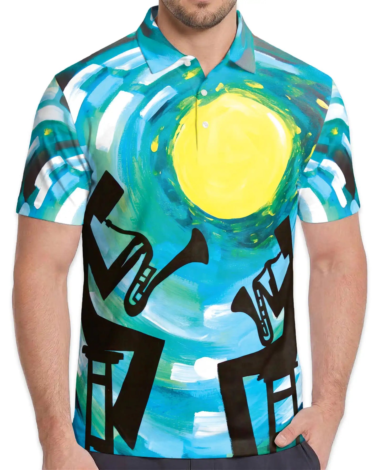 Jazz Trumpet Polo Shirt - Abstract Music Art Style | Netecom