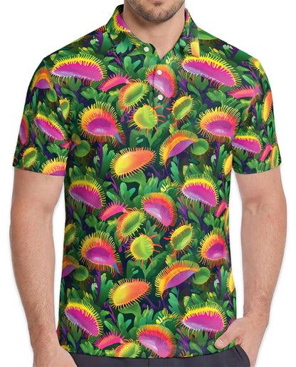Venus Flytrap Polo Shirt for Men – Carnivorous Plant Art | Netecom