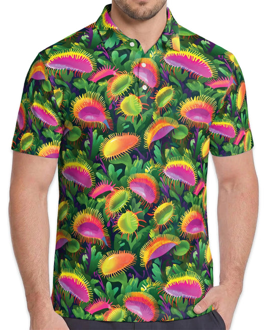 Venus Flytrap Polo Shirt for Men – Carnivorous Plant Art | Netecom