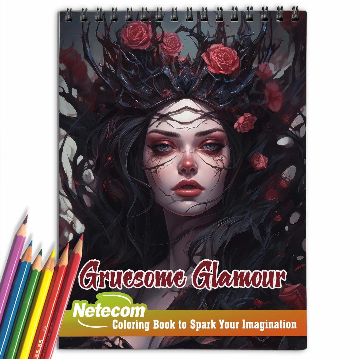 Gruesome Glamour Spiral Bound Coloring Book, Embrace the Elegance of the Gruesome with 30 Gruesome Glamour Coloring Pages, Offering a Captivating and Spooky Coloring Experience