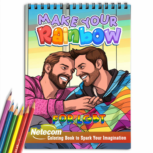 Make Your Rainbow Spiral Bound Coloring Book For LGBT, Immerse Yourself in 30 Empowering Coloring Pages, Celebrating LGBTQ+ Identity and Love