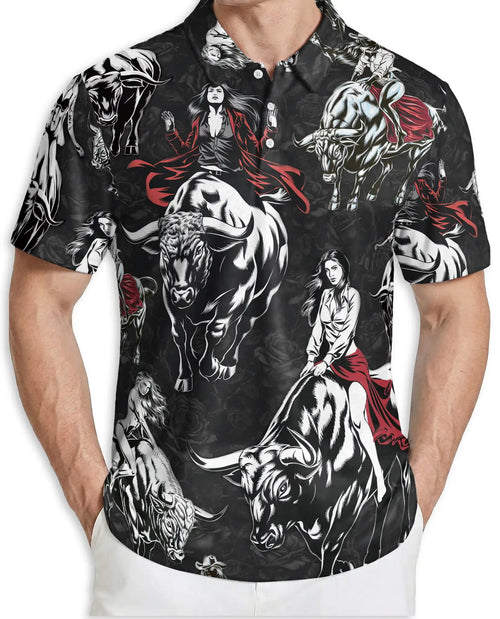 Western Bull Polo Shirt – Rodeo Cowgirl Print | Netecom