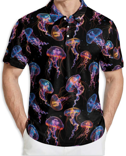 Jellyfish Polo Shirt – Neon Ocean Print | Netecom