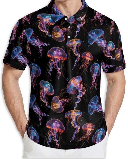 Jellyfish Polo Shirt – Neon Ocean Print | Netecom
