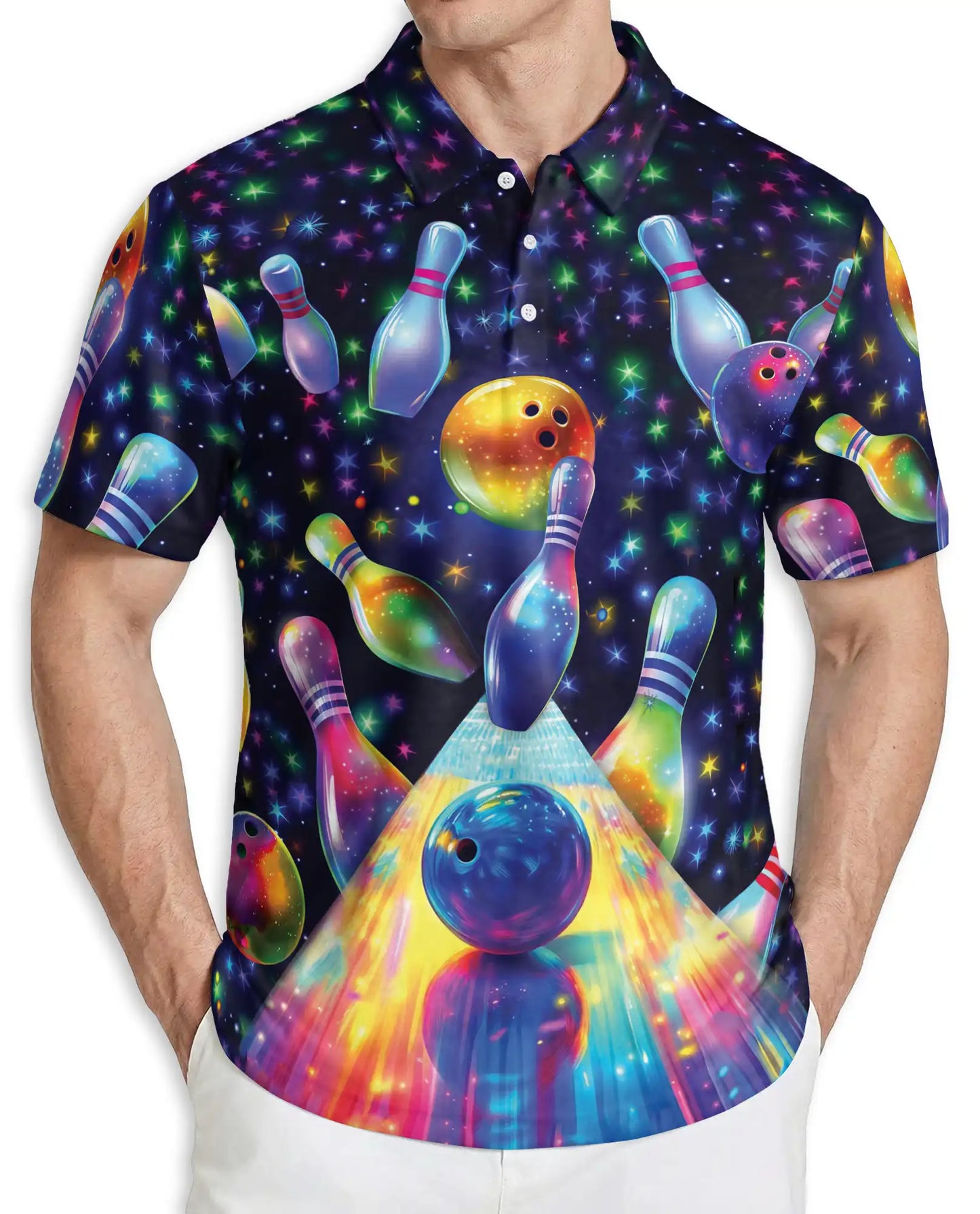 Galaxy Bowling 3D Polo Shirt for Men | Netecom