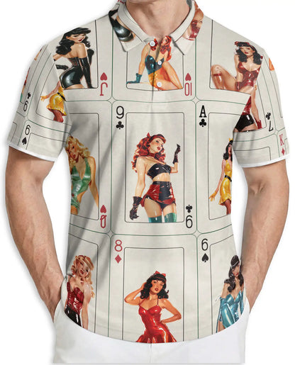 Vintage Pin Up Poker Polo Shirt - Retro Casino Card Style | Netecom