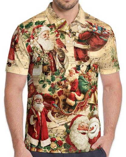 Vintage Santa Claus Christmas Polo Shirt, Retro Holiday Style | Netecom