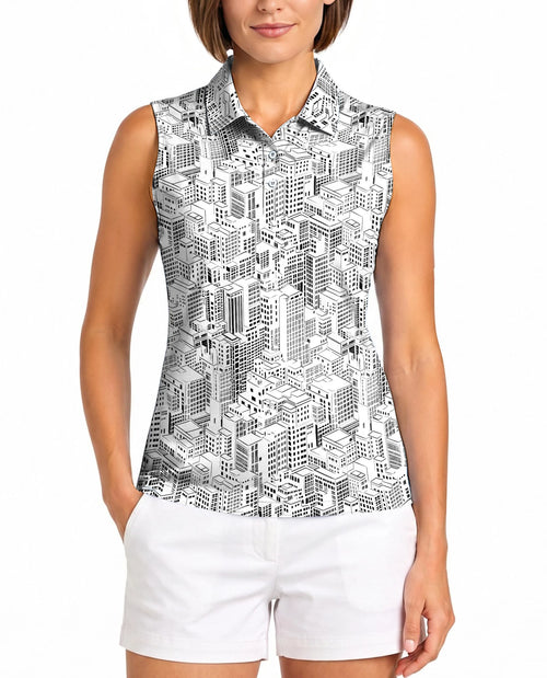 City Buildings Sleeveless Polo Shirt for Women | Netecom