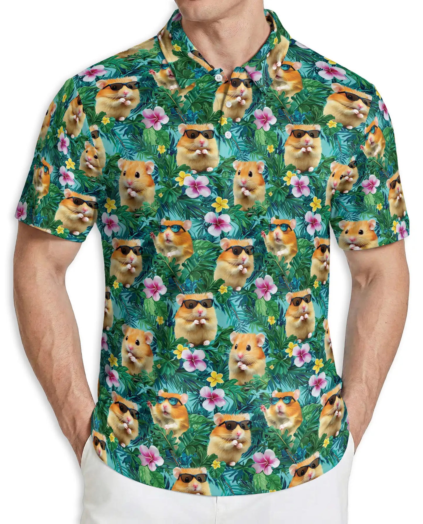 Funny Hamster Hawaiian Polo Shirt | Netecom