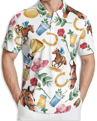 Horse Racing Derby 3D Polo Shirt for Men – Elegant Equestrian Country Style | Netecom
