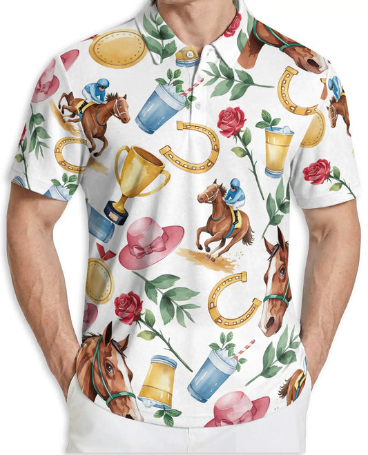 Horse Racing Derby 3D Polo Shirt for Men – Elegant Equestrian Country Style | Netecom