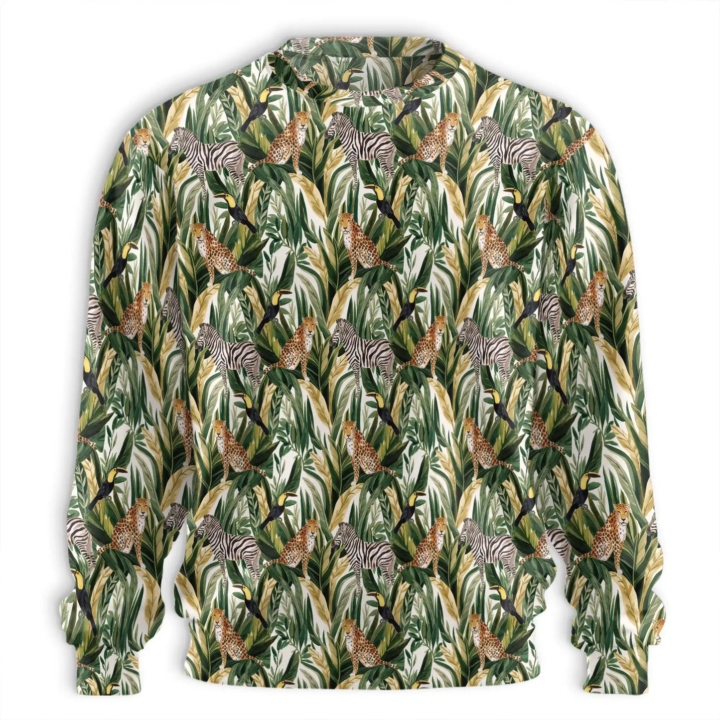 Wild Animals Sweatshirt, 3D All Over Print Tropical Jungle Crewneck Pullover for Men Women, Safari Animal Lover Gift - Netecom