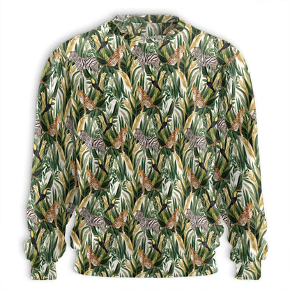 Wild Animals Sweatshirt, 3D All Over Print Tropical Jungle Crewneck Pullover for Men Women, Safari Animal Lover Gift - Netecom