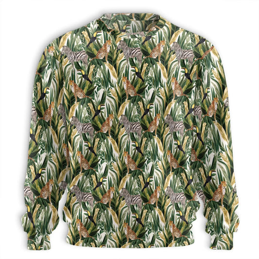 Wild Animals Sweatshirt, 3D All Over Print Tropical Jungle Crewneck Pullover for Men Women, Safari Animal Lover Gift - Netecom