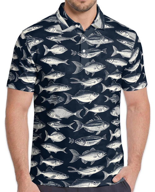 Fish Pattern Polo Shirt for Men – Coastal Ocean Style | Netecom