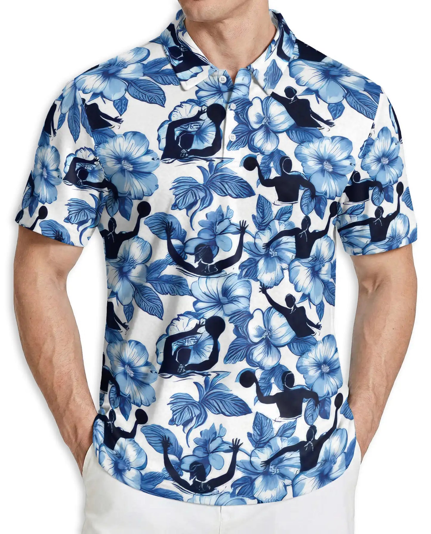 Pickleball Floral Hawaiian 3D Polo Shirt for Men | Netecom